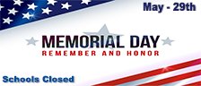 Memorial Day, schools closed